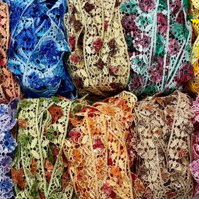China Sitari Multi-Color Medium Lace with floral sequins by Karachi Lace Center