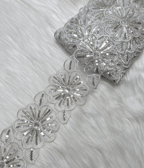 Diamond Floral Cutdana Lace 6