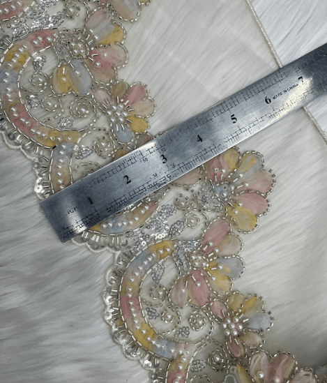 Luxury Pastel Floral Cutdana Lace