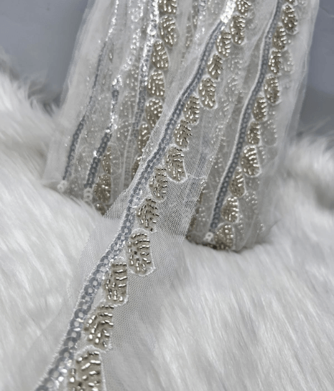 Premium Silver Cutdana Lace f