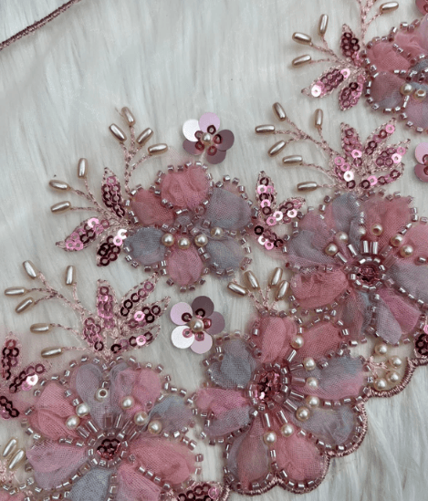 Rose Pearl Cutdana Lace 7